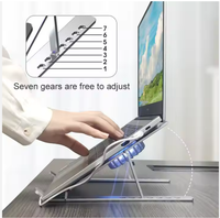 Tapis de refroidissement en aluminium pour ordinateur portable avec 2 ventilateurs, support de refroidissement amovible pour ordinateur portable Dissipation de la chaleur Support réglable pour ordinateur portable