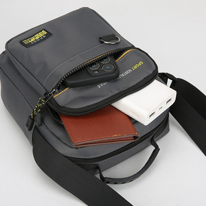 Men's Nylon Shoulder Bag Water Repellent Crossbody Vertical Style For Business Travel Casual Use Solid Color - Product Image 3