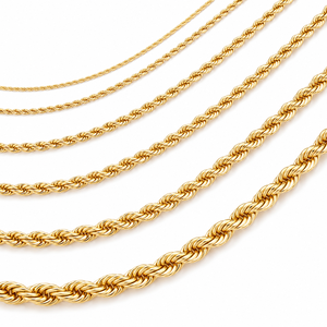Wholesale Non Tarnish Waterproof 14k 18k Gold Plated 2.5mm 5mm 8mm Twisted Thick <b>Rope</b> <b>Chain</b> Necklace <b>Chain</b> Men - Product Image 2