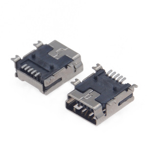 Conector Receptáculo SMT Mini USB de 5 Pines Hembra en Ángulo Recto (Horizontal) con 4 Almohadillas de Montaje - Product Image 2