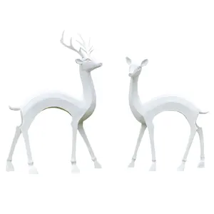 Outdoor Life Size Modern Art Sculpture Abstract Deer Resin Fiberglass Animal Sculpture Statue