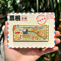 Aimant de réfrigérateur en métal en forme de carte d'embarquement, motif de l'attraction de Changsha, souvenir de collection, cadeau en émail, présentoir de bureau