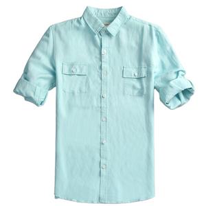 Estiva mezza manica con passante <span class=keywords><strong>camicia</strong></span> di <span class=keywords><strong>lino</strong></span> due tasche con patta Slim Fit <span class=keywords><strong>camicia</strong></span> Casual in <span class=keywords><strong>lino</strong></span> cotone per gli uomini - Product Image 1