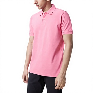Men's <b>Pink</b> Short Sleeve <b>Polo</b> <b>Shirt</b> Solid Color Cotton Pique Casual Wear Button Front Regular Fit Knitted Design - Product Image 6