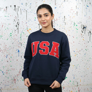 USA <b>Mock</b> <b>Neck</b> Sweatshirt 100% Cotton Applique Embroidery wide <b>neck</b> Sweatshirt sorority wear Finer Threads - Product Image 1