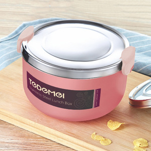 Boîte à lunch Edomei en acier inoxydable 304 ronde avec séparateur, style coréen, pour étudiants - Product Image 3