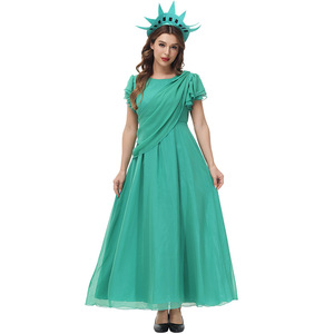 Disfraz de la libertad de mamá y niño, Túnica romana, fiesta de Halloween, Cosplay, diosa griega antigua, vestido verde para niña, disfraz de Halloween - Product Image 6