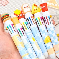 Stylo bille multifonction 10 couleurs style dessin animé pour étudiant, stylo coloré pour carnet, stylo à pression multifonction de haute qualité, modèle D-0008