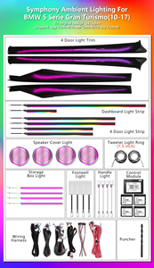 ICarsin para BMW Serie 5 <span class=keywords><strong>Gran</strong></span> <span class=keywords><strong>Turismo</strong></span> 5GT F07, Actualización de Luz Ambiental Dinámica de 64 Colores, Accesorios LED para Iluminación Interior de Automóvil - Product Image 2