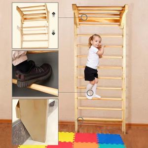 Equipo de <span class=keywords><strong>Gimnasio</strong></span> en Casa OEM, <span class=keywords><strong>Escalera</strong></span> Sueca de Madera con Estante Colgante, Barra de Dominadas, Marco de Escalada Ajustable para Montar en la Pared - Product Image 5