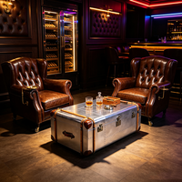 Table basse de salon sur mesure en forme de coffre vintage Spitfire, en aluminium riveté, avec tiroirs de rangement