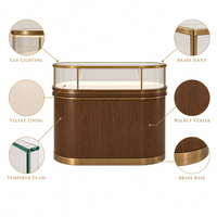 Vitrine de présentation pour bijouterie sur mesure, en bois massif, métal, verre trempé, éclairage LED, pour vente en gros de bijoux