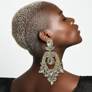 Multi-Stil afrikanischen Big Drop Strass Ohrringe Frauen Schmuck Luxus lange Quaste Kristall übertriebene hohle Ohrringe