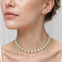 Ensemble de bijoux OUGEPHELI Aura Moissanite en argent 925, collier et boucles d'oreilles en moissanite ronde irisée VVS1, cadeau