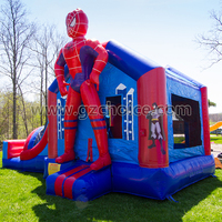 Jeux d'extérieur gonflable pour enfants, terrain de jeux commercial d'extérieur gonflable pour enfants en plein air fleurie, château de saut, maison à rebond spiderman