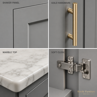Meubles de cuisine modulaires en MDF avec panneaux mélaminés et évier en acier inoxydable pour projets d'appartements et de villas – Approvisionnement direct usine
