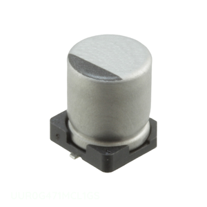Condensador de Montaje Superficial de Canal del Fabricante, Aluminio, 470UF, 20%, 4V, SMD, 470 uF, UUR0G471MCL1GS - Product Image 1