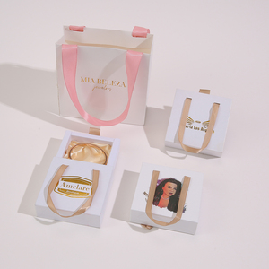 Custom Logo Square Drawer <b>Box</b> with Ribbon Handle Simple While Elegant Design 10x10x3cm - Product Image 6