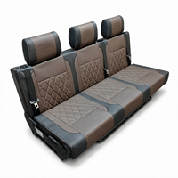Siège de fourgonnette universel réversible 3 places, lit pliable double face, banquette 2-en-1 en cuir PU, pièces de modification automobile