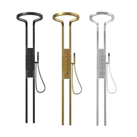 Robinet de douche en laiton de style moderne avec plusieurs boutons, finition noir mat, jets doux et pluie pour la maison et l'hôtel
