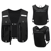 Tas Hidrasi dengan Kantung Air, Tempat Botol & Ponsel, Rompi Hidrasi Reflektif untuk Lari & Bersepeda