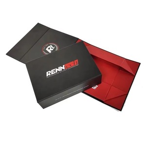 Hotsale Custom Logo Magnetic Flip <b>Box</b>: <b>Black</b> & Red Branded Premium Gift/Cosmetics Packaging - Product Image 3