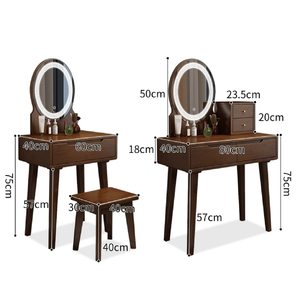Bộ bàn trang điểm có gương và ghế đẩu, bàn trang điểm có gương LED và ngăn kéo - Product Image 4