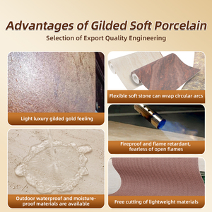 Foshan Interior Exterior Efecto de piedra Azulejos Revestimiento de pared flexible Artificial MCM Textura realista Azulejos flexibles ligeros - Product Image 3