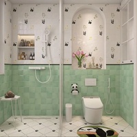 Vente flash : Carreaux de sol mats pour salle de bain, motif patte de chaton noir, 300x300