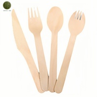 Ensemble de couverts jetables en bois pour pique-nique : cuillère, fourchette, couteau en bambou écologique pour barbecue, jardin, extérieur, repas en plein air, compostable, naturel, emballage économique