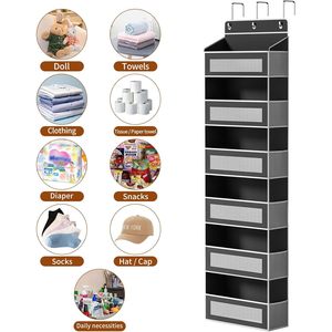 Over The Door Organizer 18 Pockets <b>Hanging</b> Storage Rack Black Rectangle <b>Hook</b> Type <b>For</b> Behind Doors On Walls Neatening Storage - Product Image 5