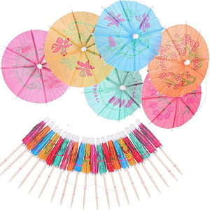 Disposable Cocktail Umbrellas 8cm Round Paper Drink Decorations For Birthday Party Cake Dessert Table Toppers - Product Image 1