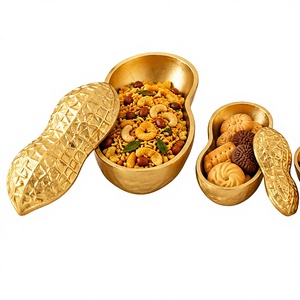 Gold Polished Luxury High Quality Metal Peanut Shape Serving Dish <b>Snack</b> <b>Bowl</b> for Party Candy Nuts Table Decor - Product Image 1