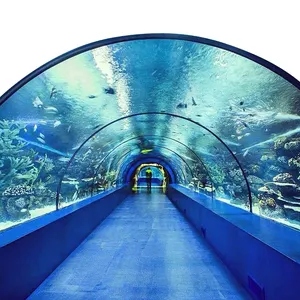 PG Oceanarium Satu Kali Cetakan Transparan, Lembaran Transparan Bawah Air Fantastis Terowongan Tangki Akuarium Akrilik Besar Gaya Mewah