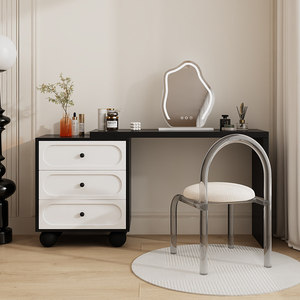 Muebles de Vestidor, Diseño Simple, <span class=keywords><strong>Tocador</strong></span> <span class=keywords><strong>con</strong></span> Espejo LED, Precio al por Mayor, Cómoda de Madera Negra Personalizada <span class=keywords><strong>para</strong></span> Mujer - Product Image 1