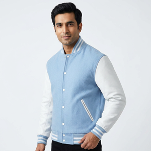 Vestes pour hommes, veste varsity noire de luxe personnalisée, manches en cuir, coupe ajustée, veste varsity Letterman hautement recommandée pour hommes - Product Image 1