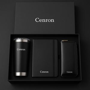 Premium <b>Orange</b> Corporate Gift Set : Stainless-Steel Tumbler, PU Notebook & Leather Wallet for Business Branding - Product Image 1