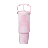 Mug en acier inoxydable 304 à double paroi ODM avec poignée de transport, couvercle torsadé, finition métallique brossée, tasse réutilisable pour la maison et le bureau