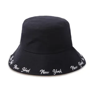 Novo design de chapéu de praia unissex para viagem com bordado personalizado elegante aba larga