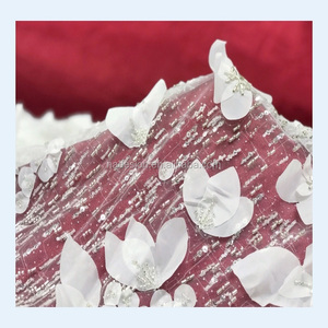 थोक कढ़ाई 3D फूल मनके सेक्विन फीता है। सफेद 3D फूल फीता कपड़े के साथ शादी की पोशाक के लिए. - Product Image 6