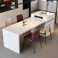 Table à manger rectangulaire de luxe légère en marbre haut de gamme, design artistique créatif pour villa et maison, table de cuisine télescopique en dalle de roche, bar à thé