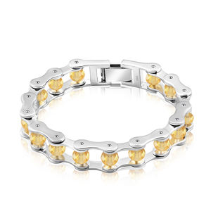 Motorcycle Chain 925 <b>Silver</b> Healing Natural Faceted Citrine Charm Jewelry Crystal <b>Bracelet</b> for Women Men - Product Image 2