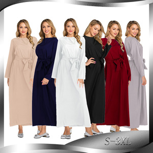 Abaya Holgada de Poliéster con Cierre y Largo hasta el Tobillo, Color Sólido, Estilo Turco, para Mujeres Adultas del Medio Oriente - Product Image 1