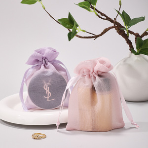 Sac en soie QIAN LI avec cordon de serrage, emballage pour bijoux, sac cadeau avec motif à pois pour les fêtes de mariage - Product Image 2