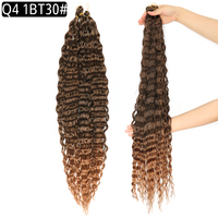Rambut Crochet Deep Wave Grosir, Rambut Kepang Keriting Deep Wave Panjang 30 Inch, Rambut Crochet Keriting Sintetis Lembut untuk Wanita