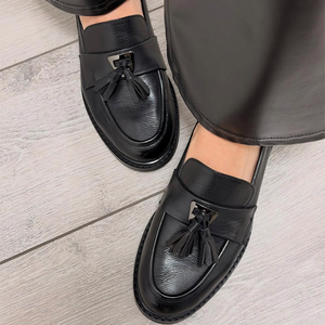 British Style Thick Sole Breathable Anti-Slip Loafers Tassel Decorative Details Retro <strong>Elegant</strong> <strong>Flat</strong> <strong>Shoes</strong> Daily Commute Fashion - Product Image 3