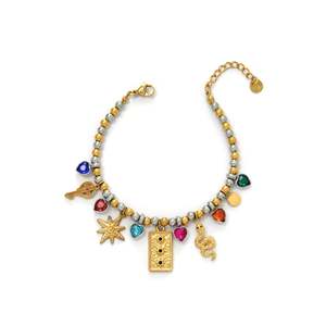 Fashion Beaded Necklace 316L Stainless Steel PVD Gold Plating Charms Multi Color Heart <b>Star</b> <b>Key</b> Snake Pendant - Product Image 1