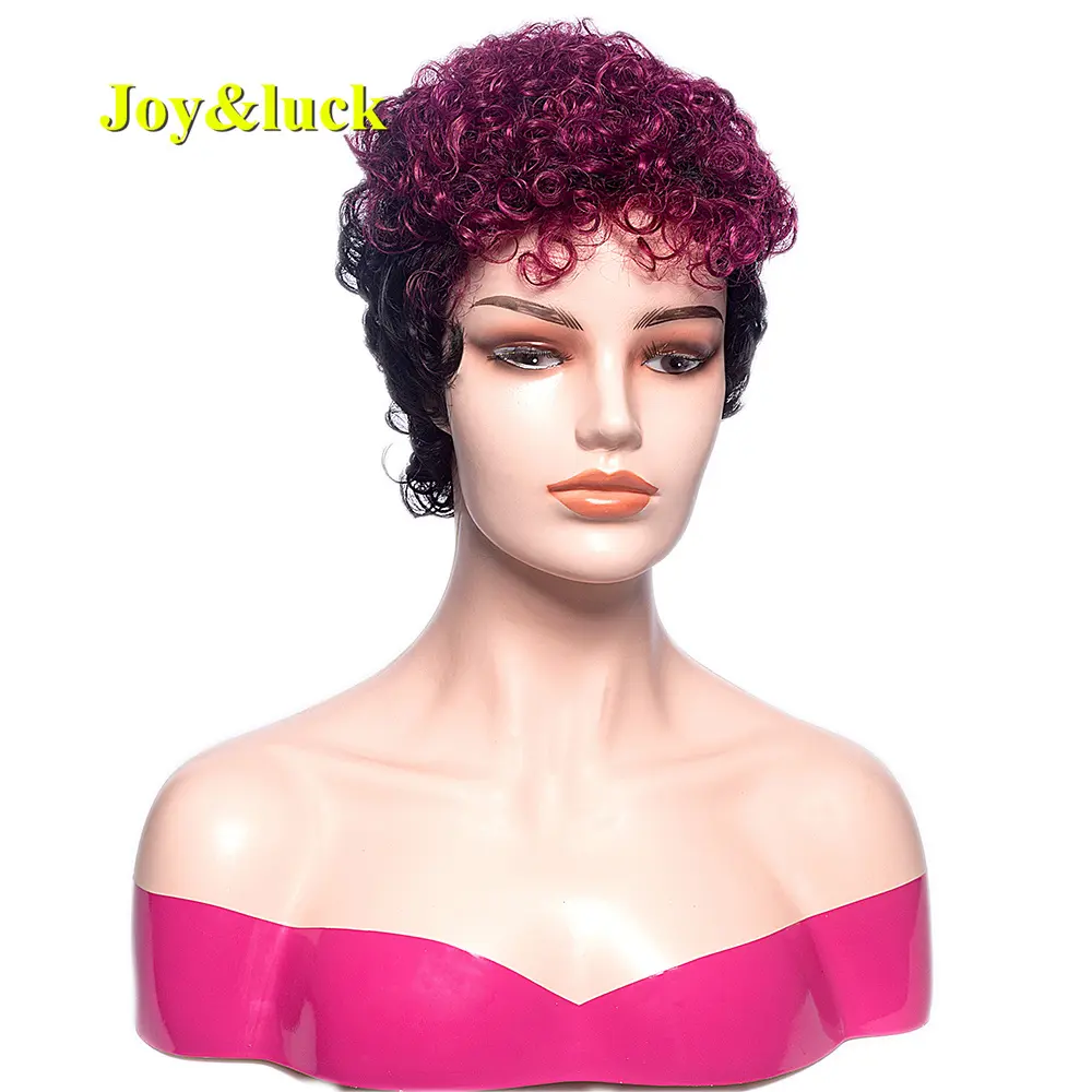 Wholesale African Wigs Black Ombre Purple Cosplay Wig Ladies Hair Natural Short Kinky Curly for Black Women Synthetic Hair Wigs