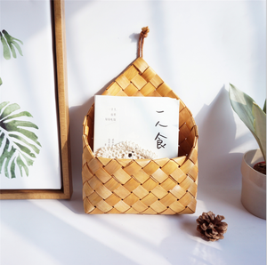 Simple wood <strong>wicker</strong> woven hanging sundries <strong>storage</strong> <strong>basket</strong> - Product Image 2