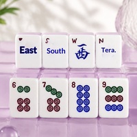 Jeu de Mahjong artisanal en acrylique de style occidental avec tuiles en acrylique et chiffres anglais, pour 4 joueurs, emballage en boîte d'aluminium, pour usage domestique